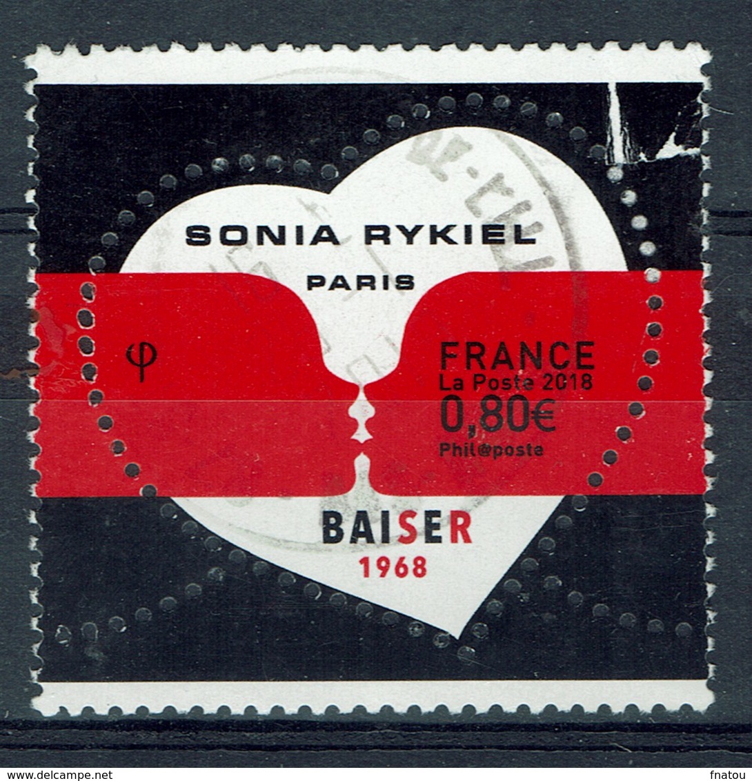 France, Saint-Valentin, Cœur De Sonia Rykiel, 0,80€, 2018, Obl, TB Joli Cachet # 5198 - Oblitérés