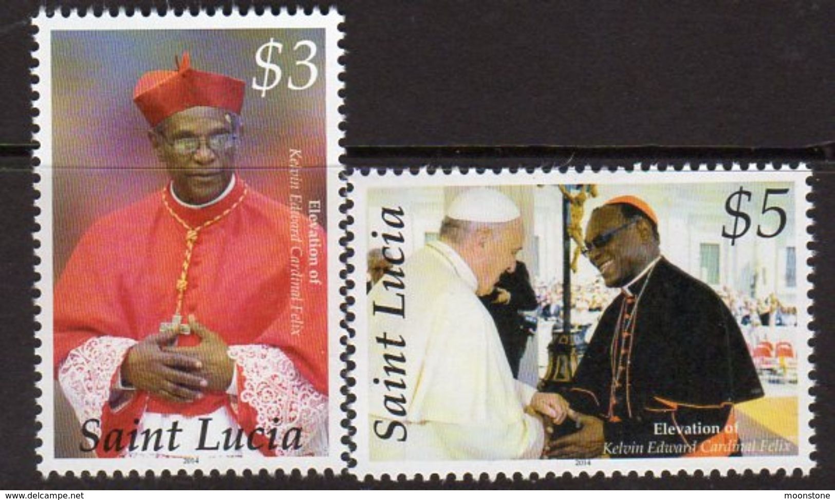 St. Lucia 2014 Christmas, Cardinal Felix & Pope Francis Set Of 2, MNH (SG 1427/8) - St.Lucia (1979-...)