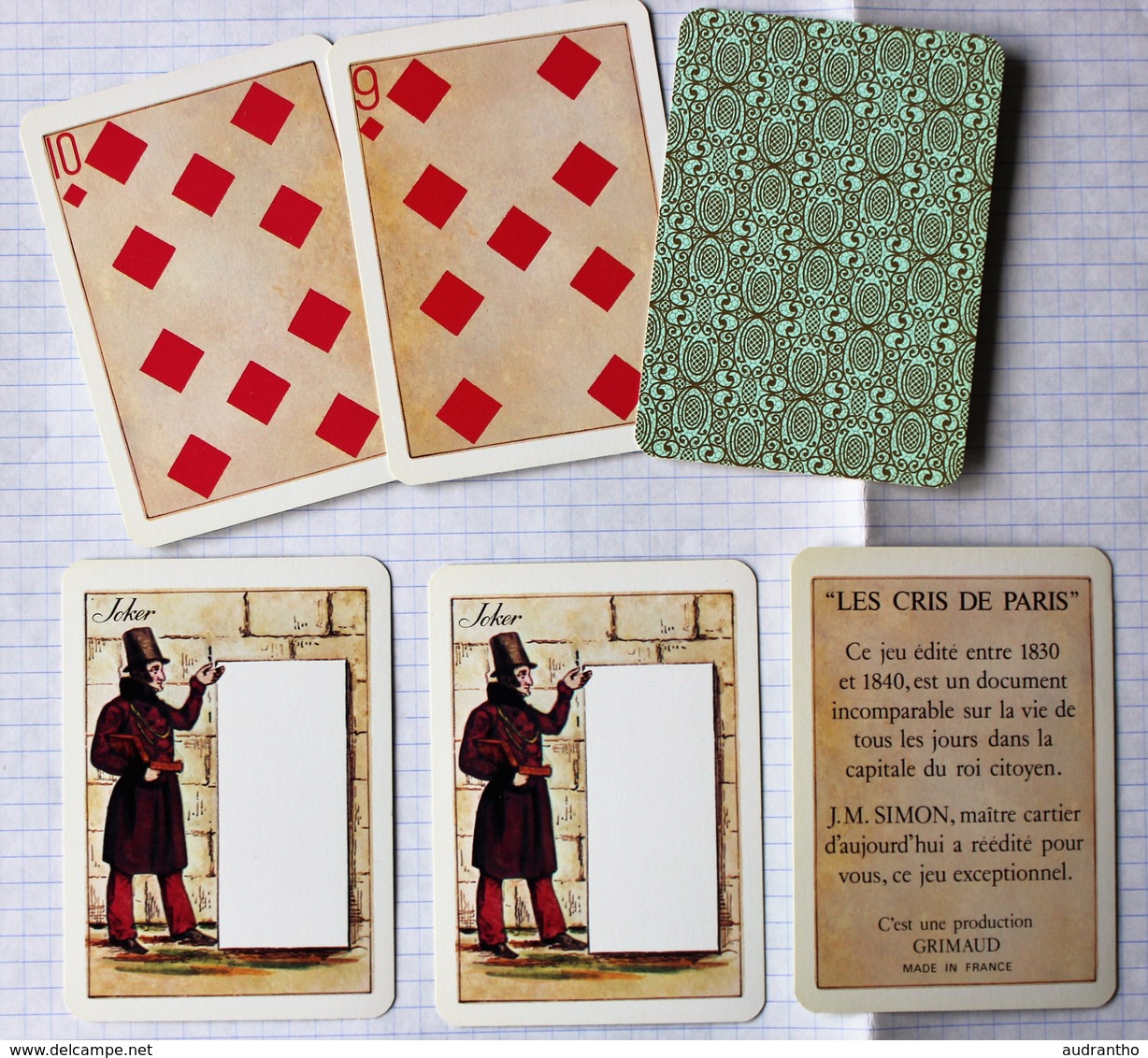 Beau Jeu 54 Cartes à Jouer Les Cris De Paris Grimaud Vieux Métiers - 54 Cartes