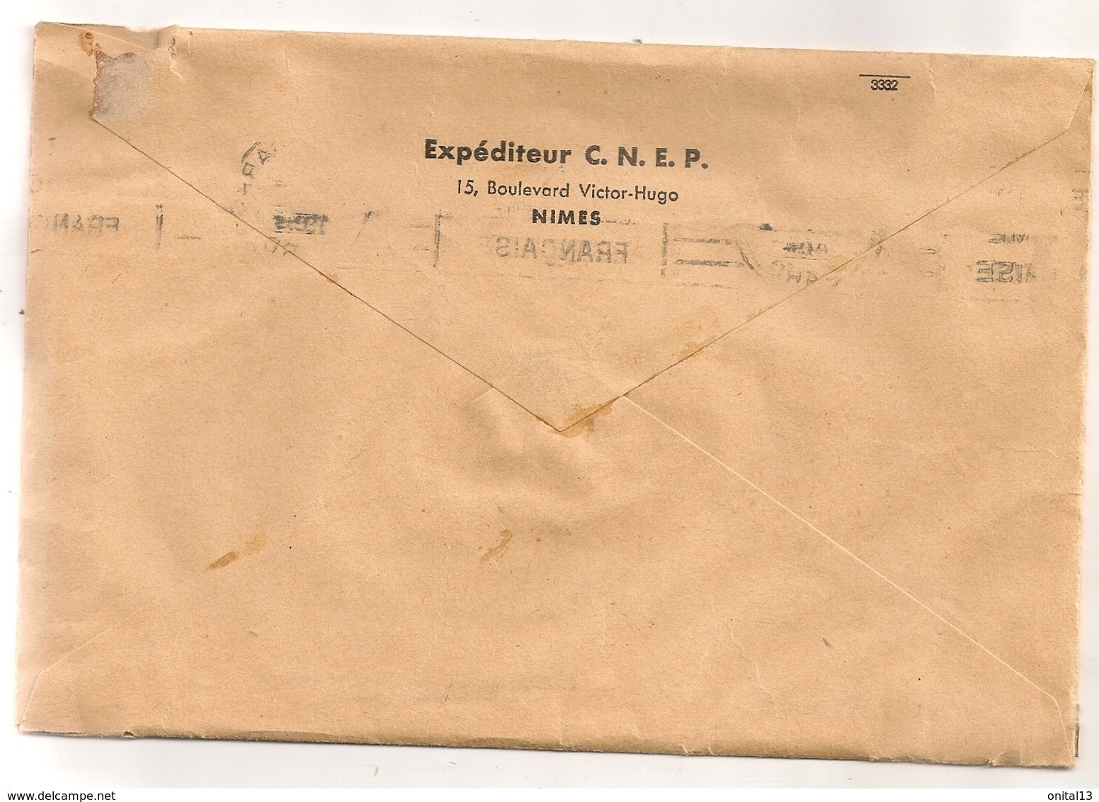 1955 ENVOI DE COMPTOIR NATIONAL D'ESCOMPTE DE PARIS   NIMES  TIMBRE PERFORE CNEP MARIANNE DE GANDON - Autres & Non Classés