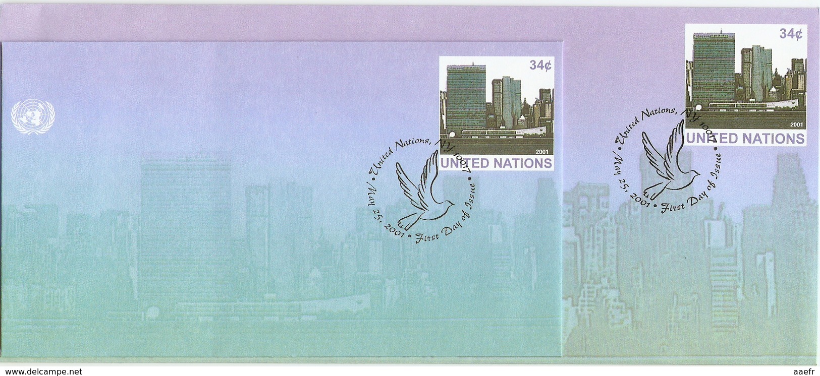 Nations-Unies à New York 2001 - 2 FDC / Entiers Postaux - Gd Et Pt Formats - FDC