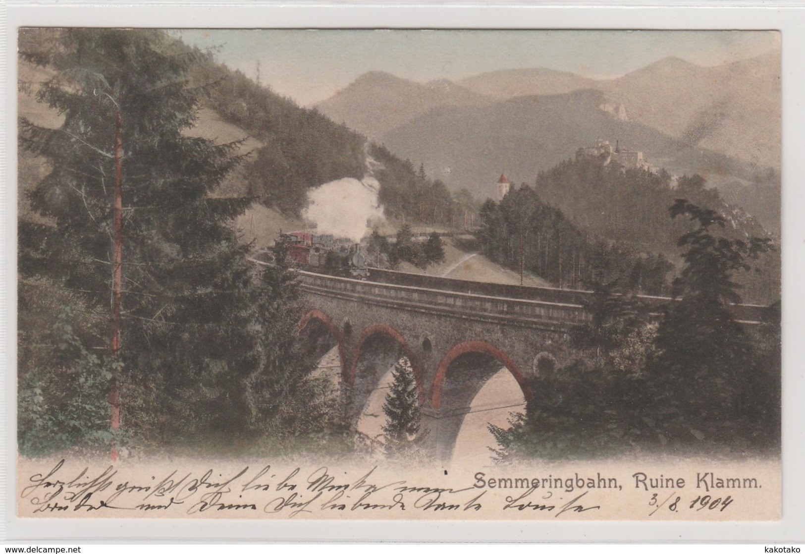 SEMMERINGBAHN - RUINE KLAMM , Austria , Postcard , Ansichtskarte , Year 1904 - Semmering