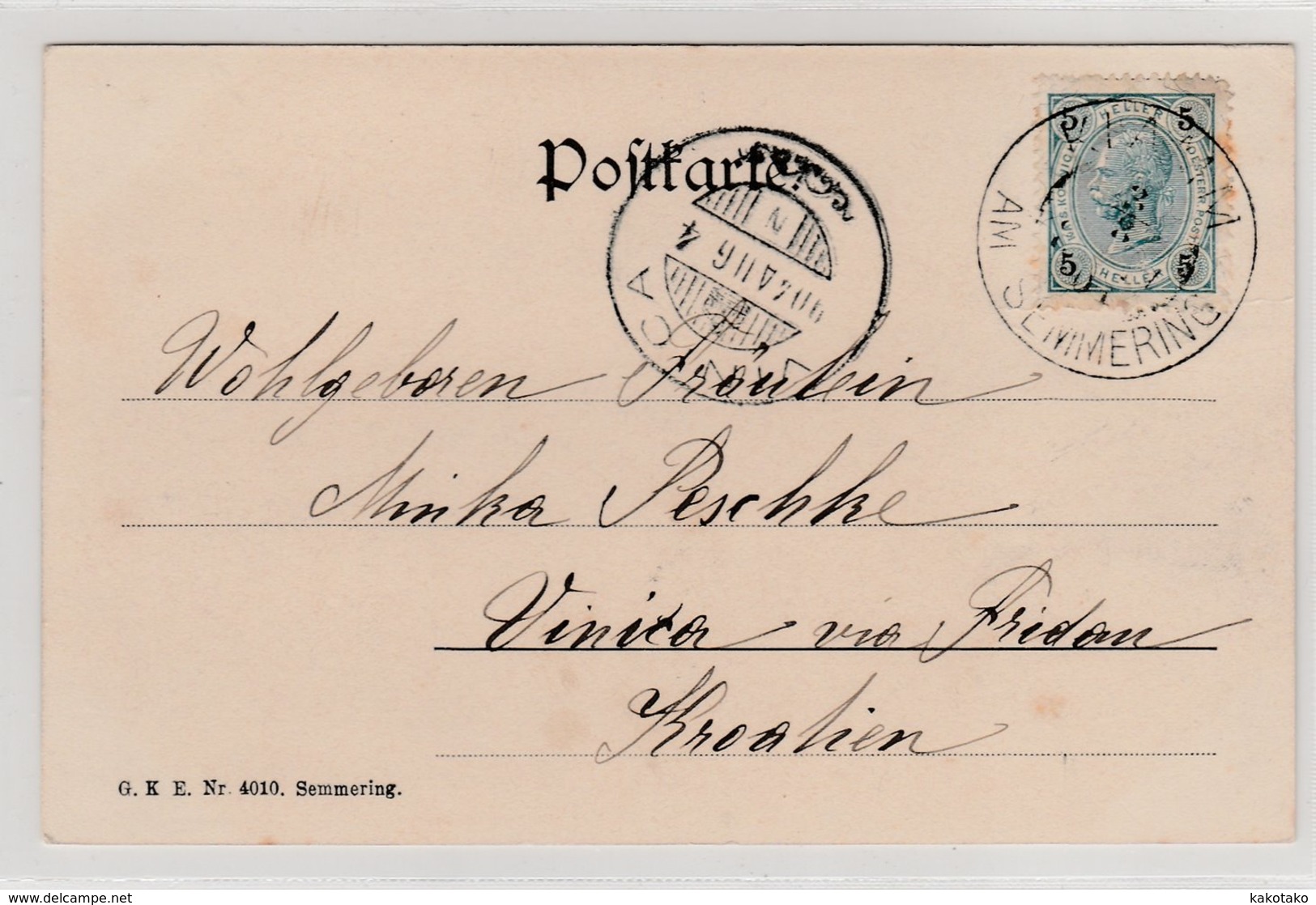 SEMMERINGBAHN - RUINE KLAMM , Austria , Postcard , Ansichtskarte , Year 1904 - Semmering