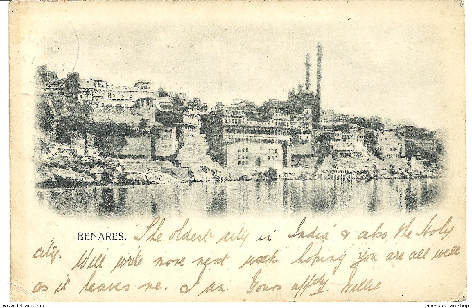 BENARES - INDIA - EARLY CARD - 1904 - WITH SEA POST OFFICE STAMP - India