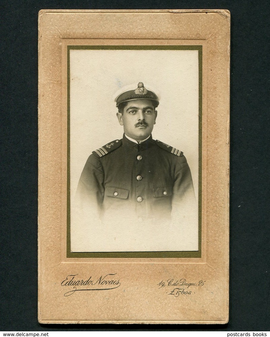 1916 CDV Fotografia Antiga: Militar MARINHA Uniforme, Dedicatoria "despedida 1916 Dafundo". WWI Grande Guerra PORTUGAL - Anciennes (Av. 1900)