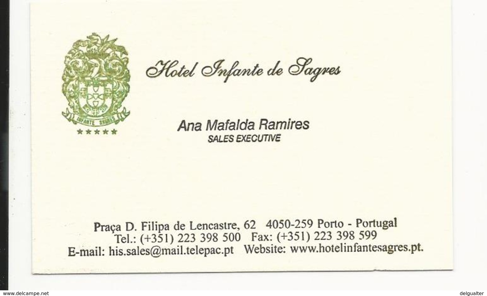 Visiting Card * Portugal * Hotel Infante De Sagres * Porto - Tarjetas De Visita