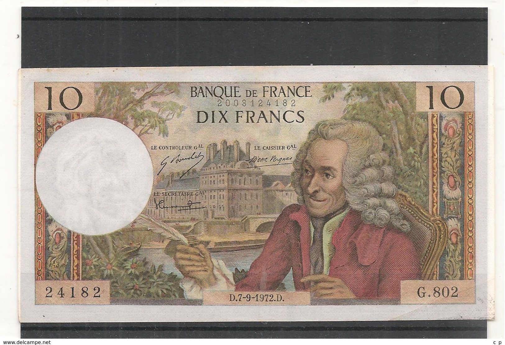 10 Francs  VOLTAIRE - 7 / 09 / 1972 - ALPHABET G  802  -   TTB +  -  Billets° JPP - 10 F 1963-1973 ''Voltaire''