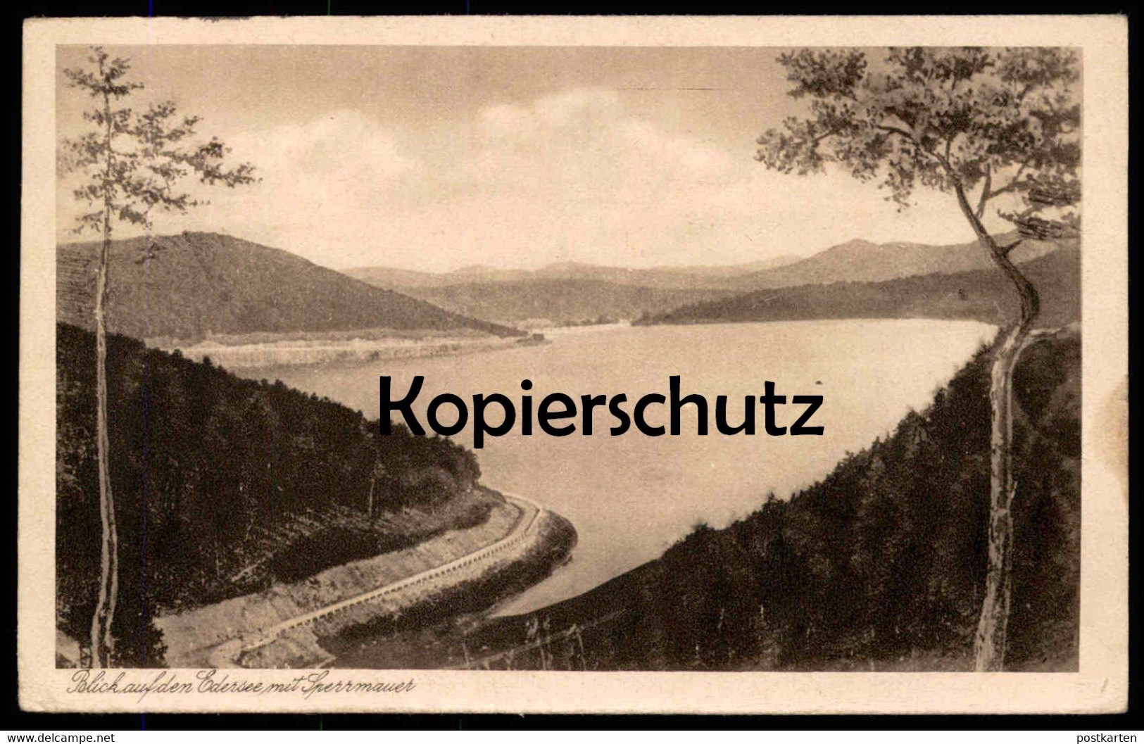 ALTE POSTKARTE BLICK AUF DEN EDERSEE UND SPERRMAUER Talsperre Waldeck Barrage Water Dam Ansichtskarte Cpa Postcard AK - Waldeck