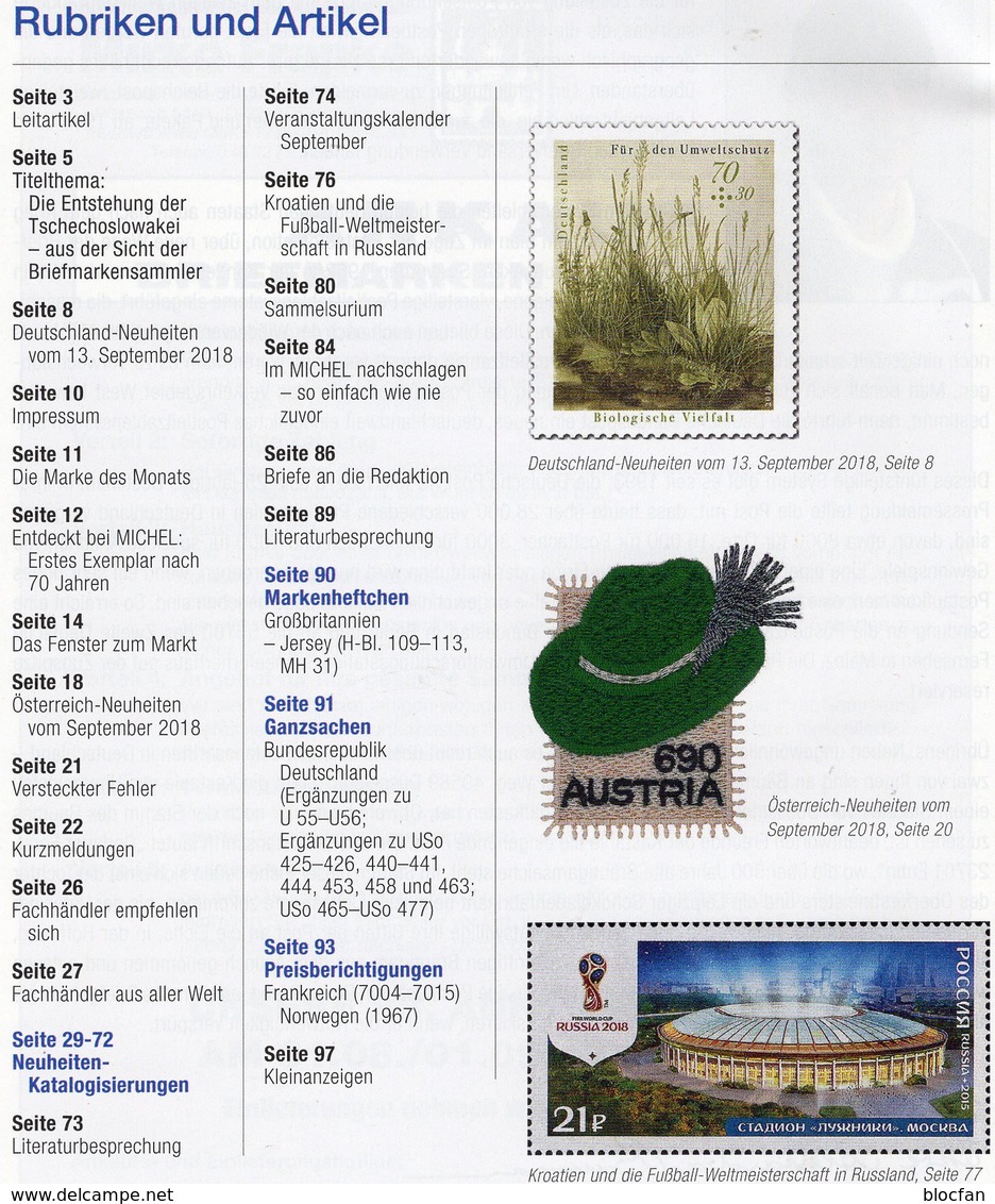 MICHEL Briefmarken Rundschau 9/2018 Neu 6€ Stamps Of The World Catalogue/magacine Of Germany ISBN 978-3-95402-600-5 - Deutsch