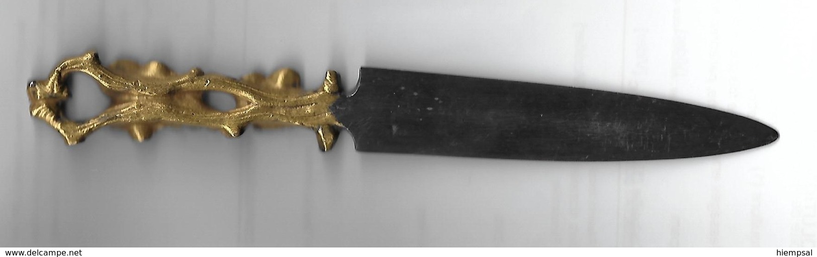 Tres Beau Ouvre Lettre Metal  Manche En Bronze Sur Lr Theme Vigne  Langueur  20cm - Letter-opener