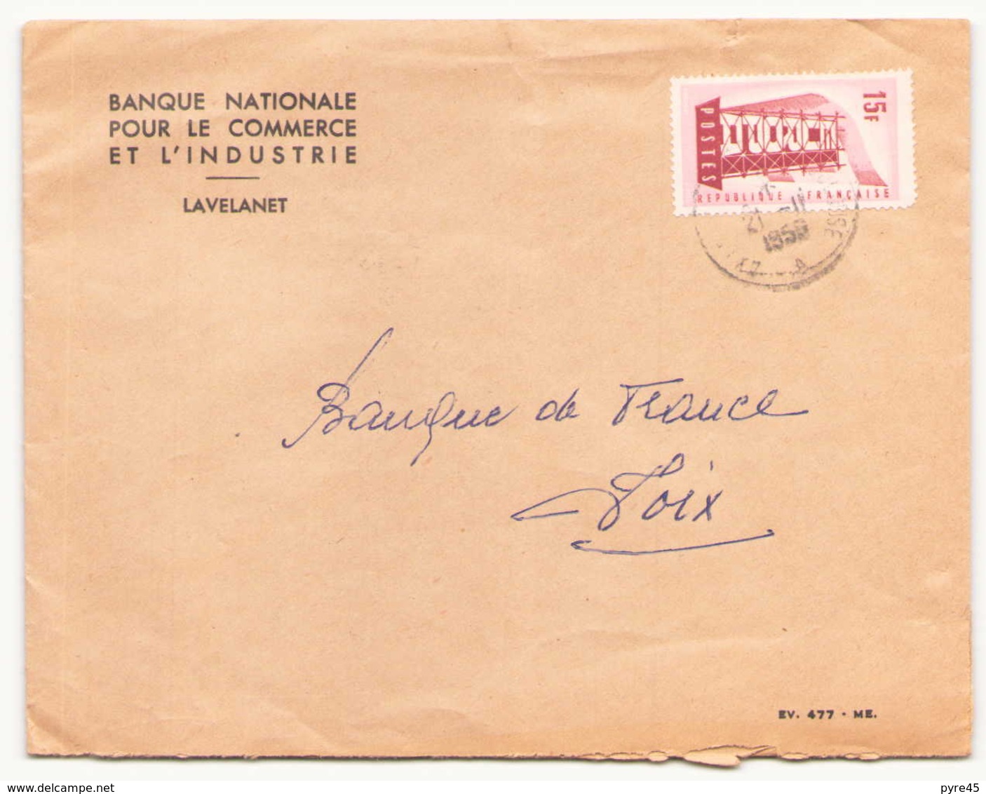 France Enveloppe à En-tête " Banque Nationale Pour Le Commerce " Du 21 Novembre 1959 Pour Foix - Lettres & Documents