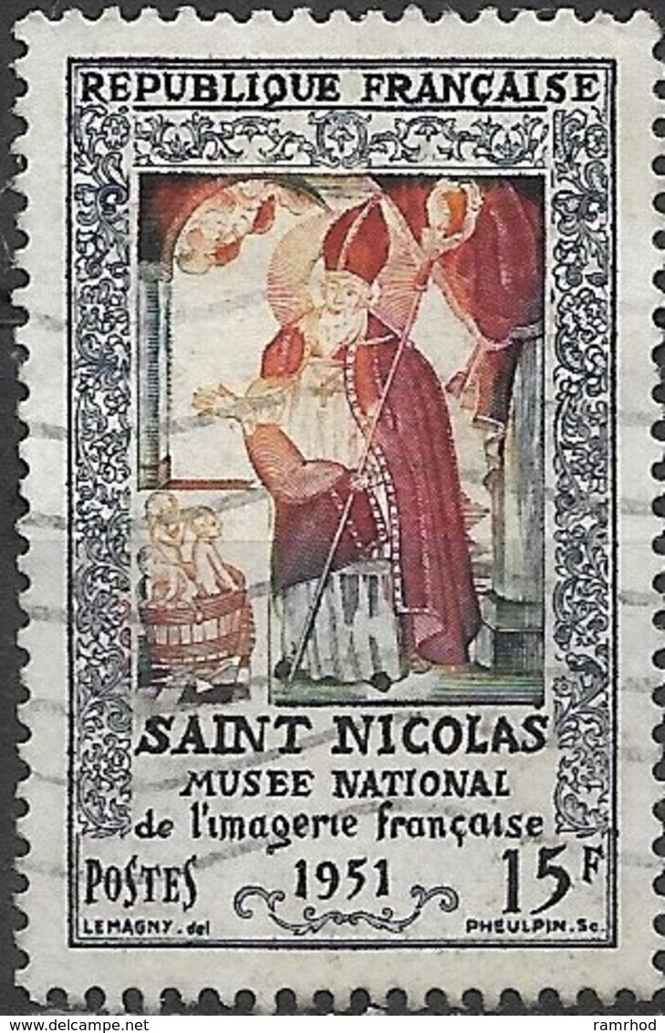 FRANCE 1951 Popular Pictorial Art Exhibition, Epinal - 15f St. Nicholas FU - Oblitérés