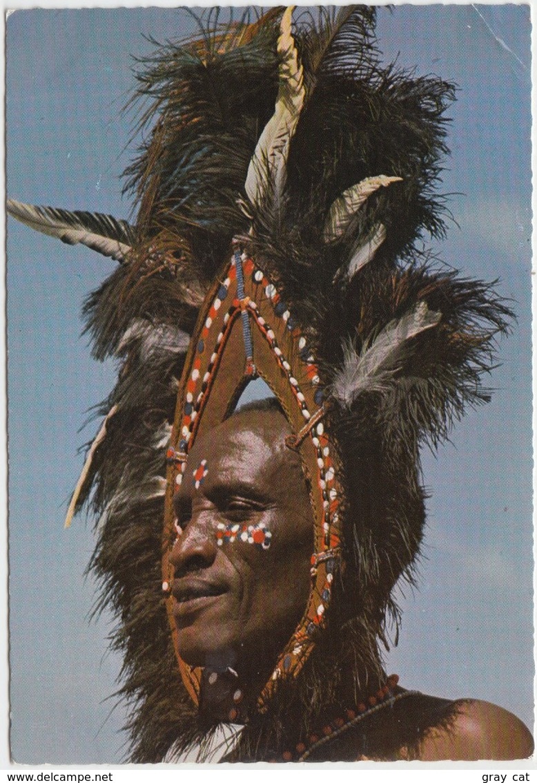 Kikuyu Dancer, Ostrich Feather, Head Gear, Kenya, 1974 Used Postcard [21969] - Kenia