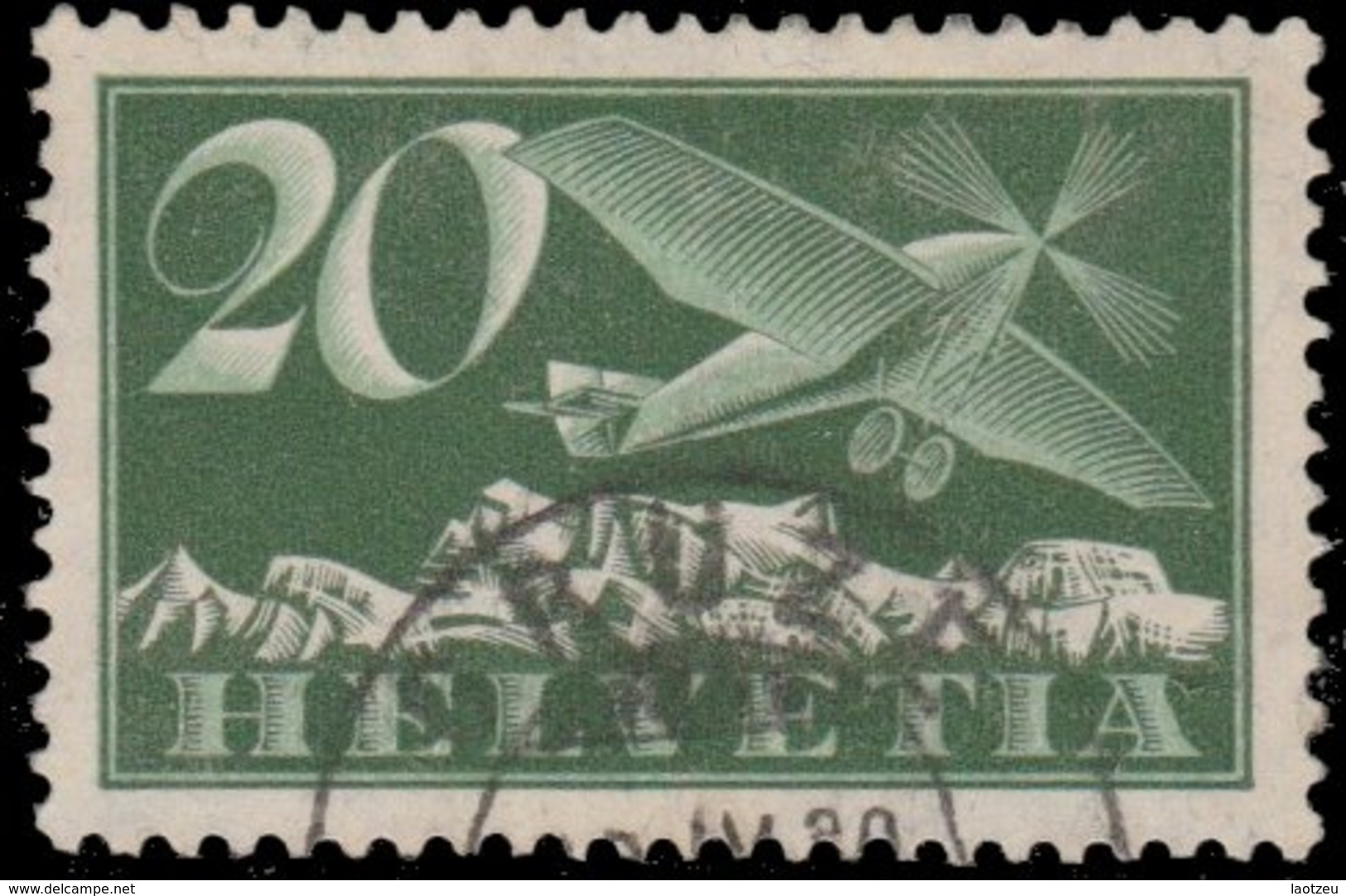 Suisse Poste Aérienne 1923. ~ A 4 Par 2 - 20 C. Monoplane - Oblitérés