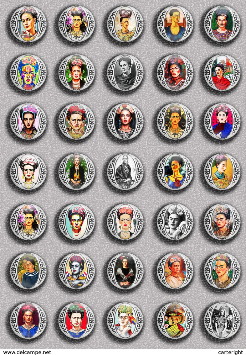 Frida Kahlo Painting Fan ART BADGE BUTTON PIN SET  (1inch/25mm Diameter) 105 DIFF - Otros & Sin Clasificación