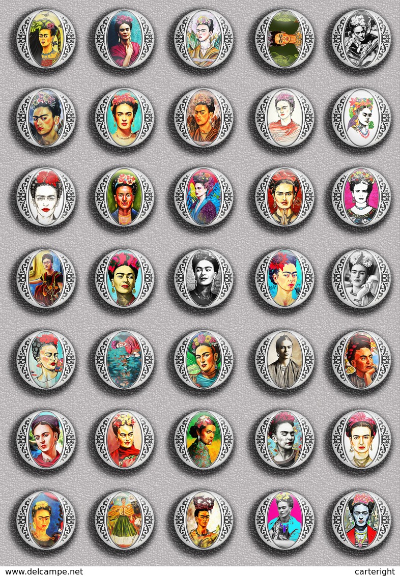 Frida Kahlo Painting Fan ART BADGE BUTTON PIN SET  (1inch/25mm Diameter) 105 DIFF - Otros & Sin Clasificación