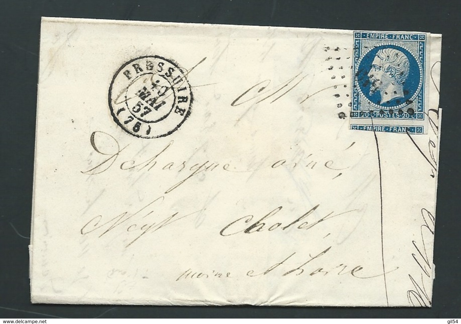 Lac, Yvert N° 14 Bleu Foncé Obltere Losange Pc 510 Bressuire En 1857     Aoa18013 - 1849-1876: Période Classique