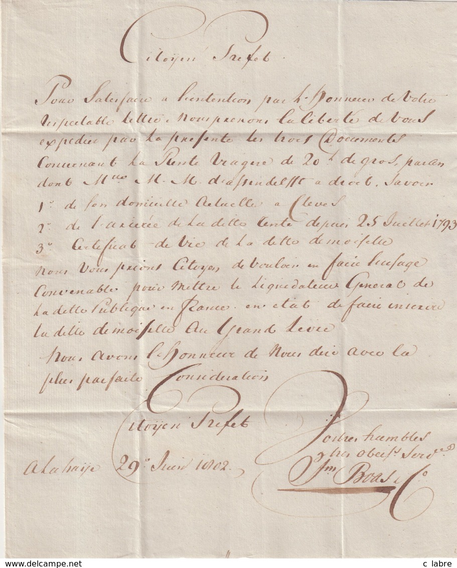 FRANCE : MP . DEPT CONQUIS . " HAAG " . POUR LE DEPT DE LA LYS BRUGES . 1802 . - 1792-1815: Conquered Departments