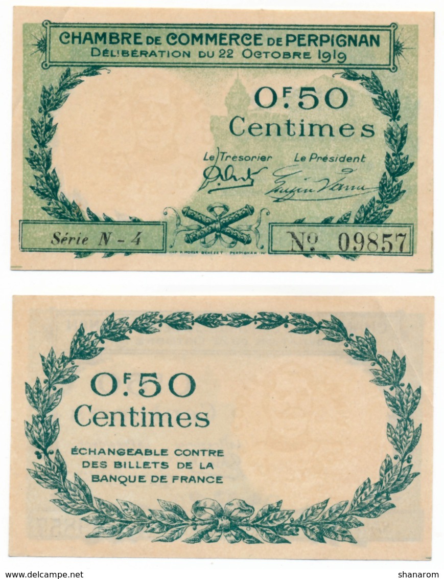 1914-1918 // C.D.C. // PERPIGNAN // 22 Octobre 1919 // 50 Centimes - Chambre De Commerce