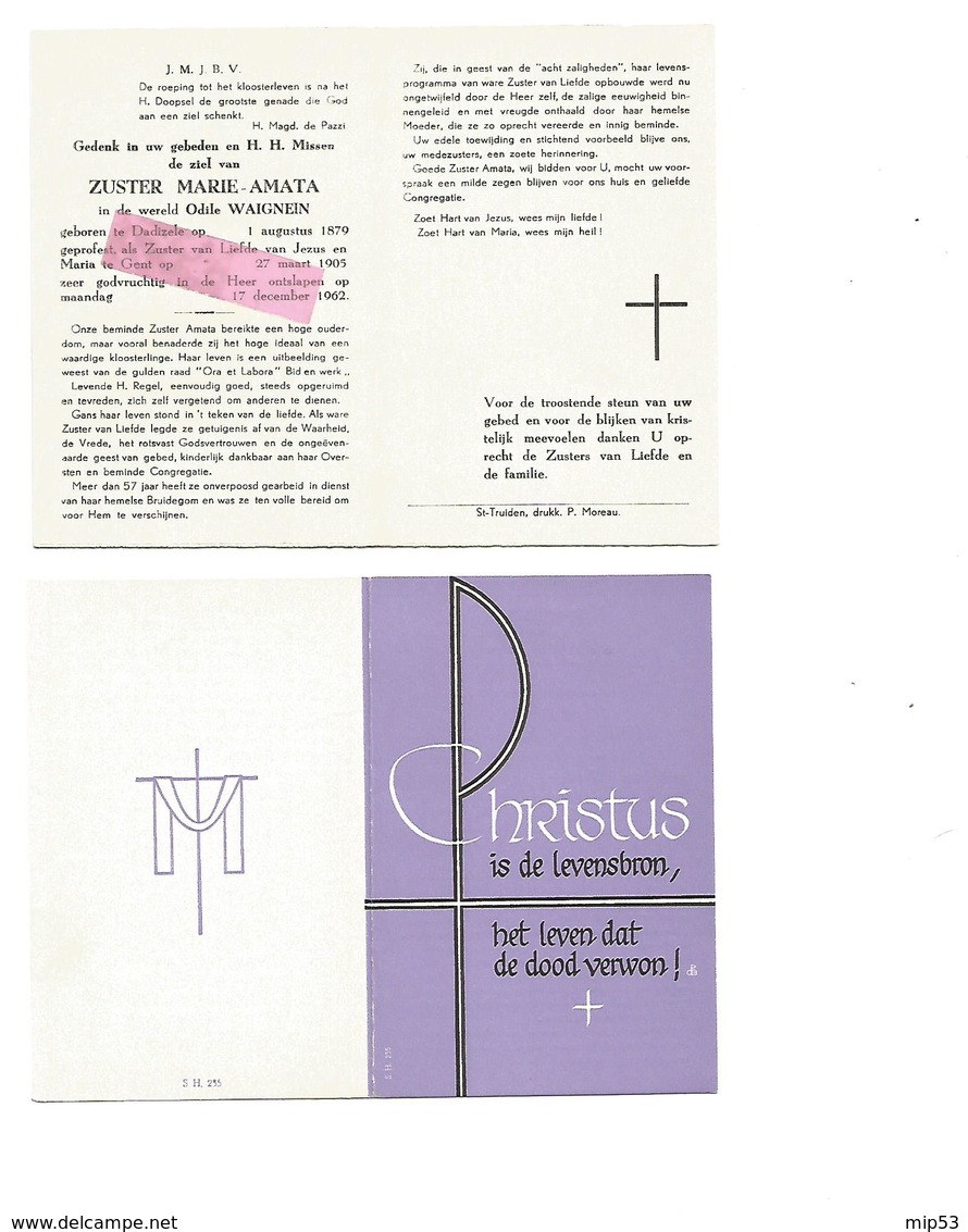 Z 333. Zuster MARIE-AMATA (O. WAIGNEIN) - °DADIZELE 1879 / +GENT 1962 - Devotion Images