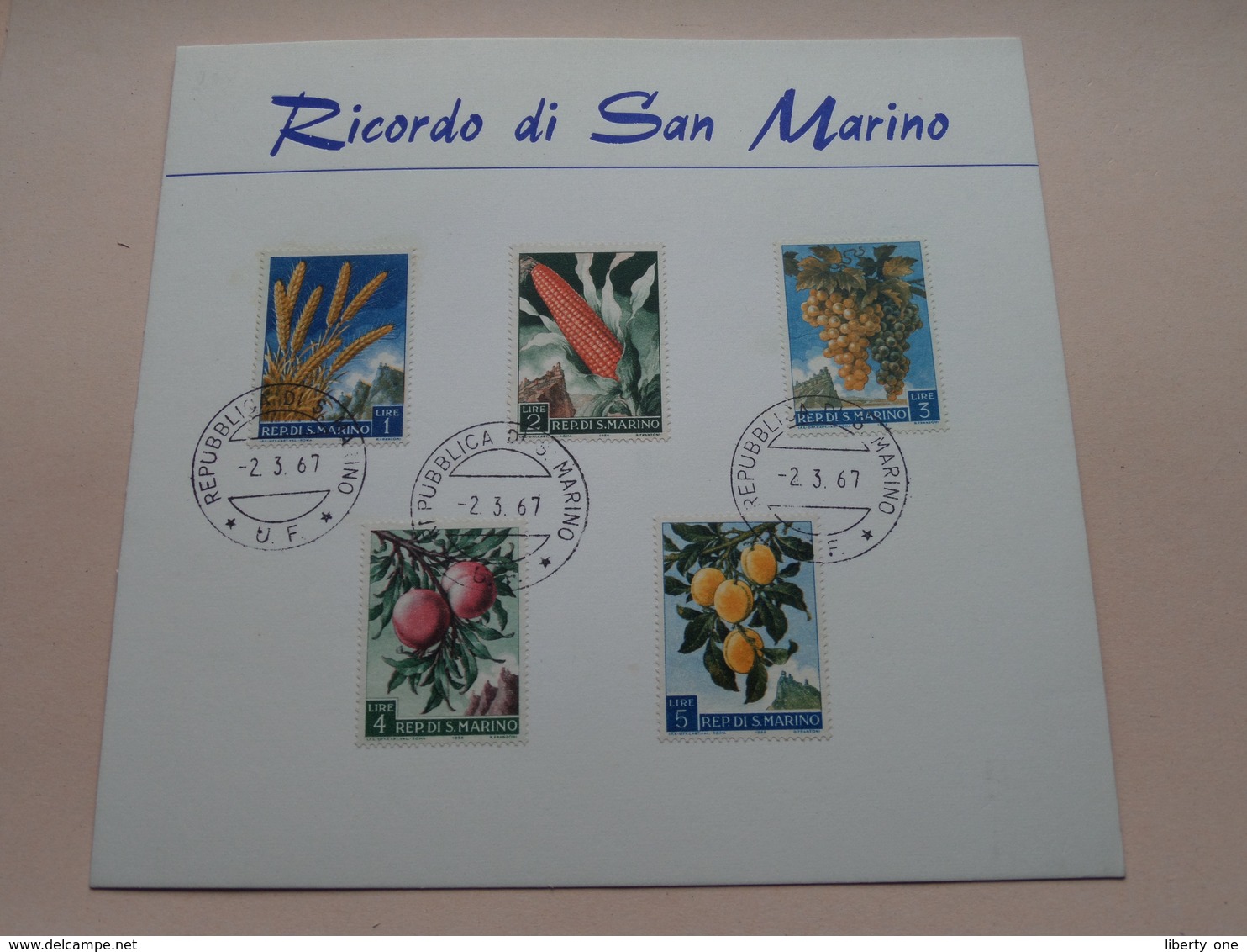 Ricordo Di San Marino ( Stamp 2.3.67 REPUBLICA DI S. MARINO ) Format Carte +/- 16,5 X 17,5 Cm. ! - Autres & Non Classés