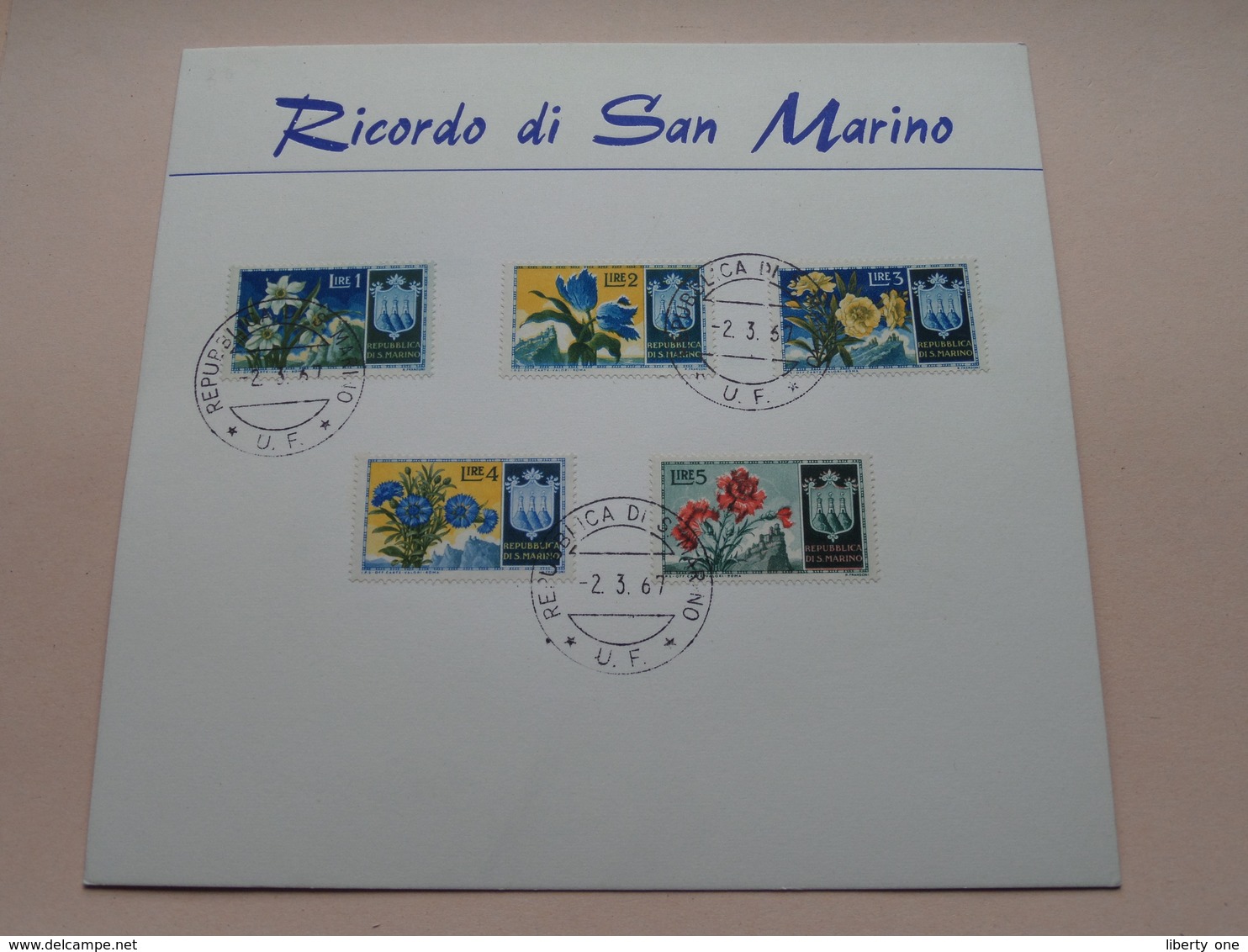 Ricordo Di San Marino ( Stamp 2.3.67 REPUBLICA DI S. MARINO ) Format Carte +/- 16,5 X 17,5 Cm. ! - Autres & Non Classés