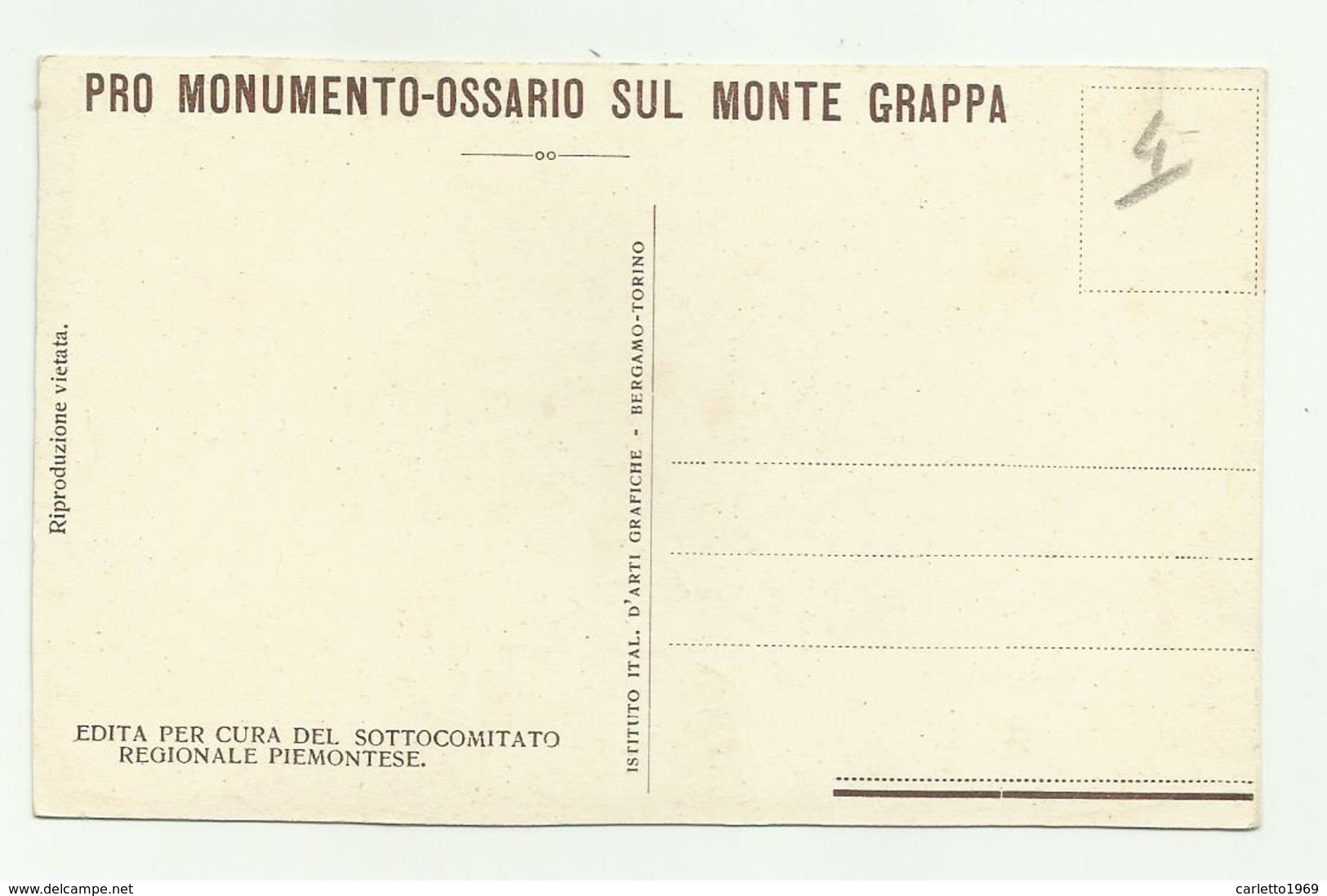 Pro Monumento Ossario Sul Monte Grappa - Nv Fp - Treviso