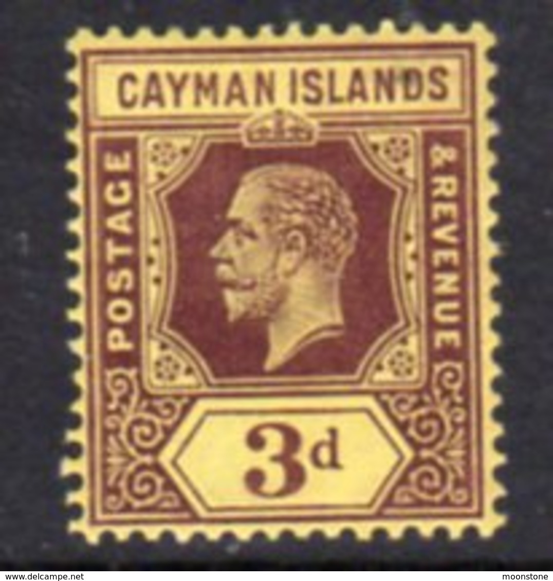 Cayman Islands GV 1912-20 3d Purple On Yellow Paper, White Back, Wmk. Multiple Crown CA, Hinged Mint, SG 45a - Cayman Islands