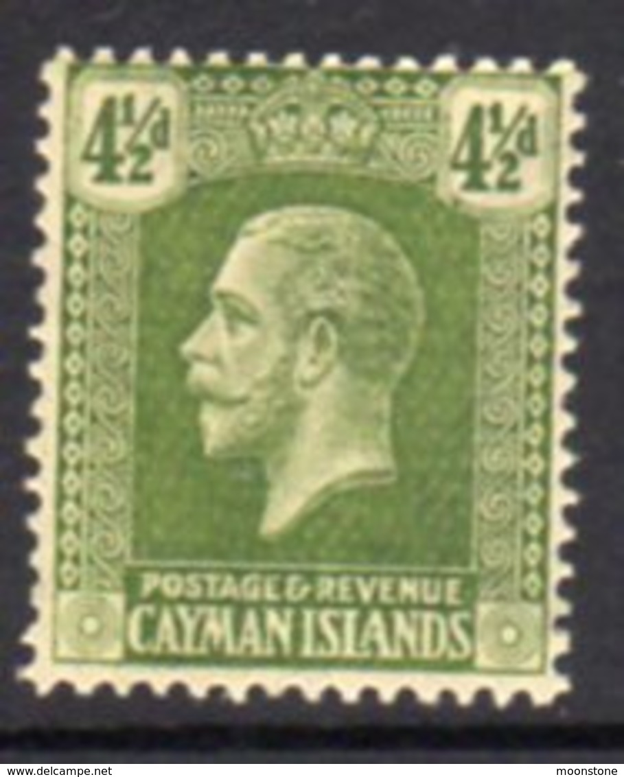 Cayman Islands GV 1921-6 4½d Sage-green, Wmk. Multiple Script CA, Hinged Mint, SG 76 - Cayman Islands