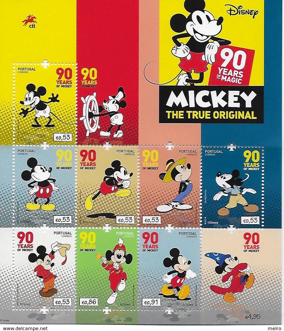 PORTUGAL- 8 Selos Novos "90 Years  MICKEY Of Magic The True Original. - Sammlungen