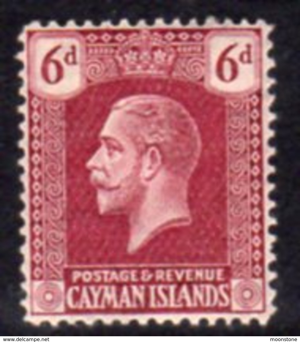 Cayman Islands GV 1921-6 6d Claret, Wmk. Multiple Script CA, Hinged Mint, SG 77 - Cayman (Isole)