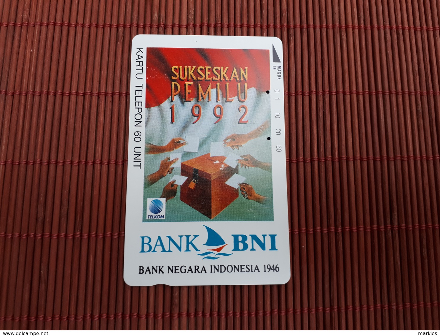 Phonecard Indonesia 60 Units Bank BNI Used Rare - Indonesië