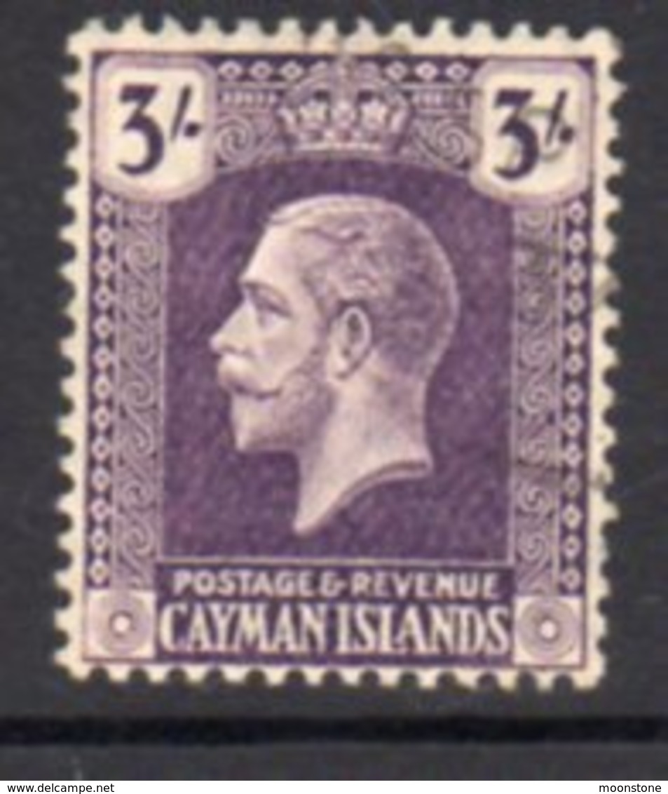 Cayman Islands GV 1921-6 3/- Violet, Wmk. Multiple Script CA, Used, SG 81 - Cayman Islands