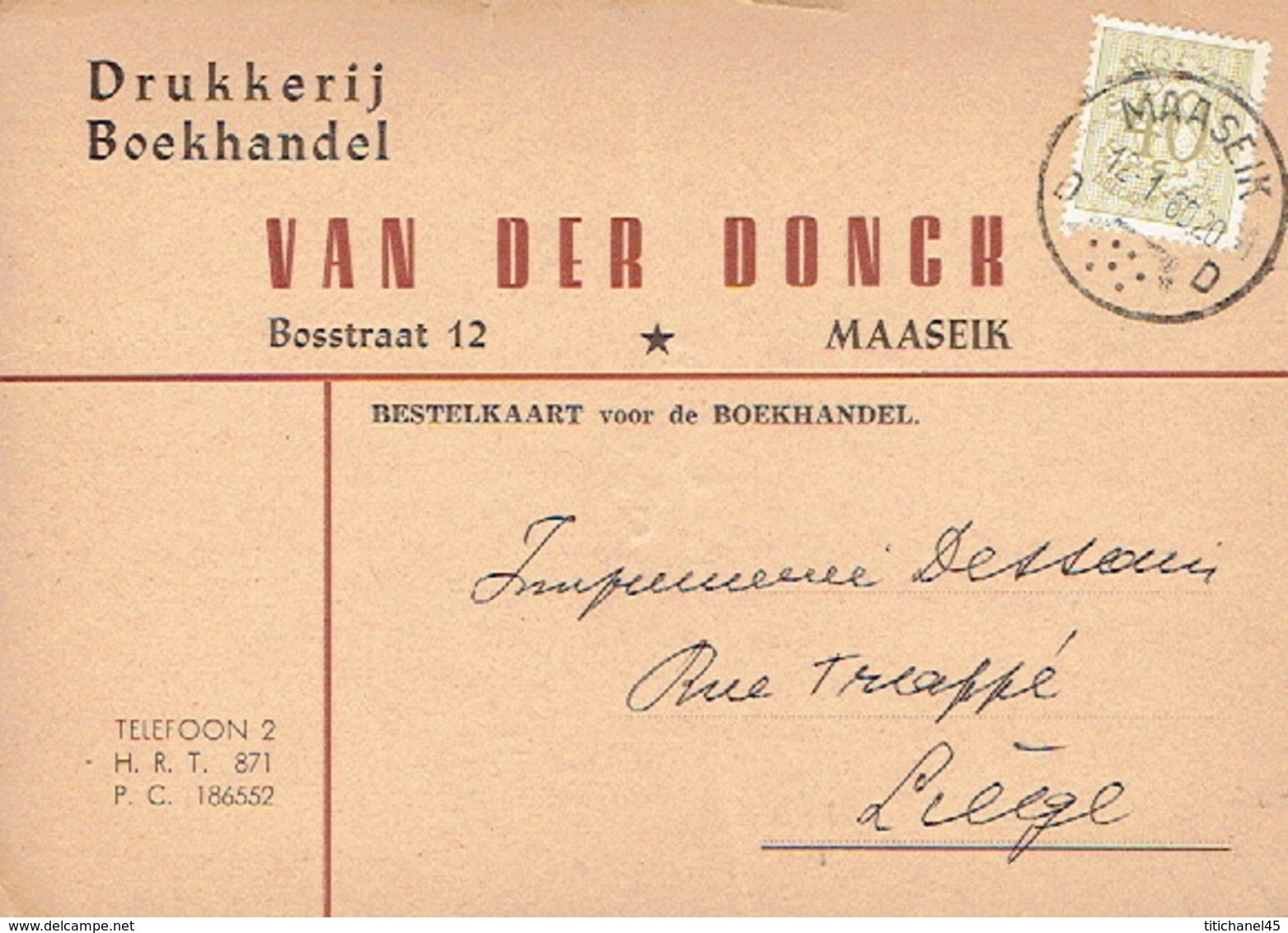 PK Publicitaire MAASEIK 1959 - VAN DER DONCK - Drukkerij - Boekhandel - Maaseik