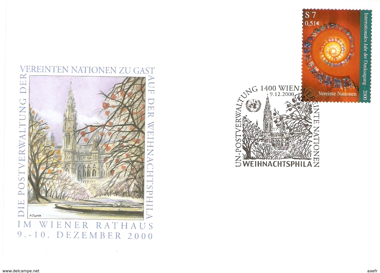 Nations-Unies Vienne 2000/1 - Petit Lot De 7 Enveloppes Officielles Avec Cachets événementiels - Sonderflugpost - Senior - Cartas & Documentos