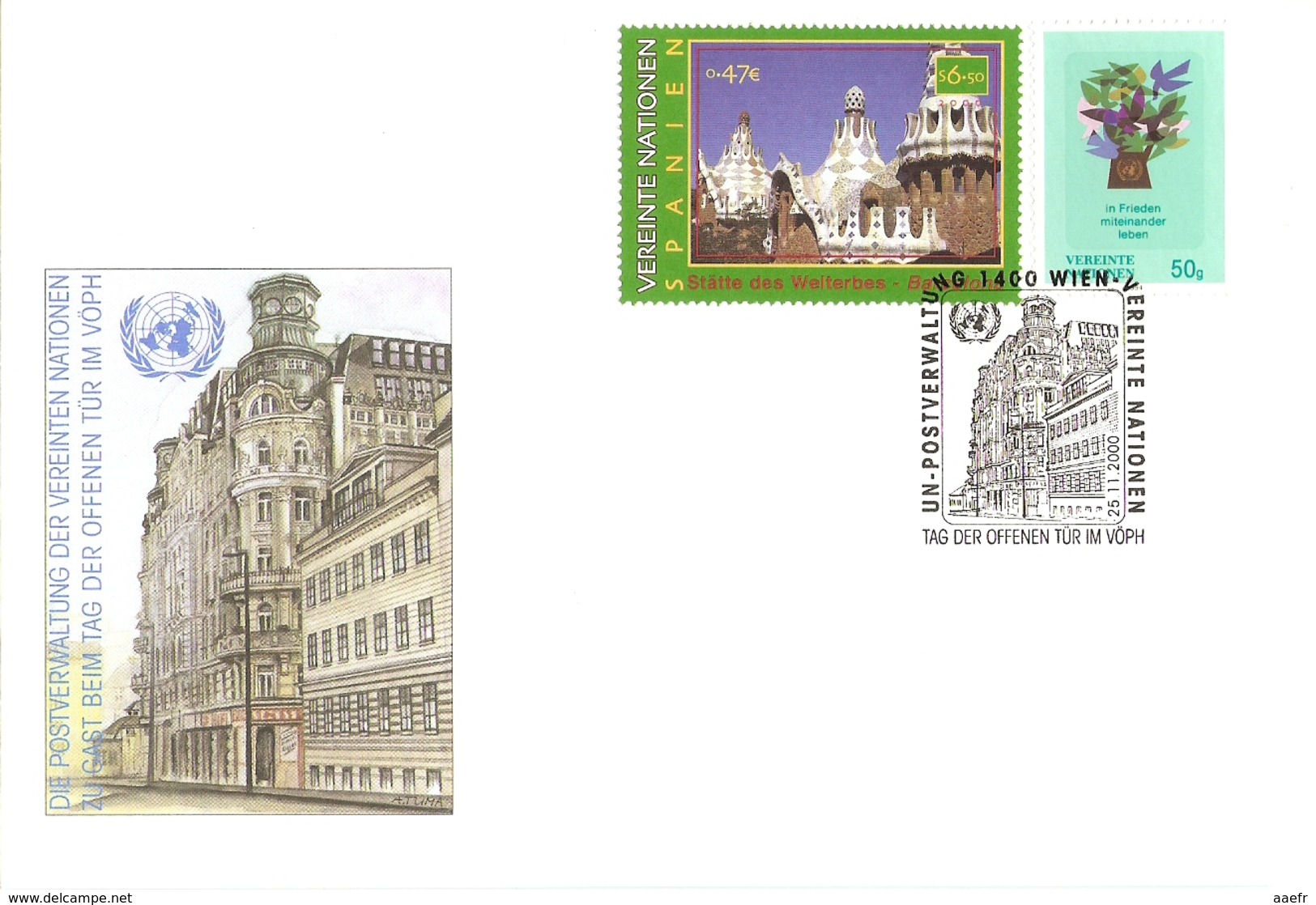 Nations-Unies Vienne 2000/1 - Petit lot de 7 enveloppes officielles avec cachets événementiels - Sonderflugpost - Senior