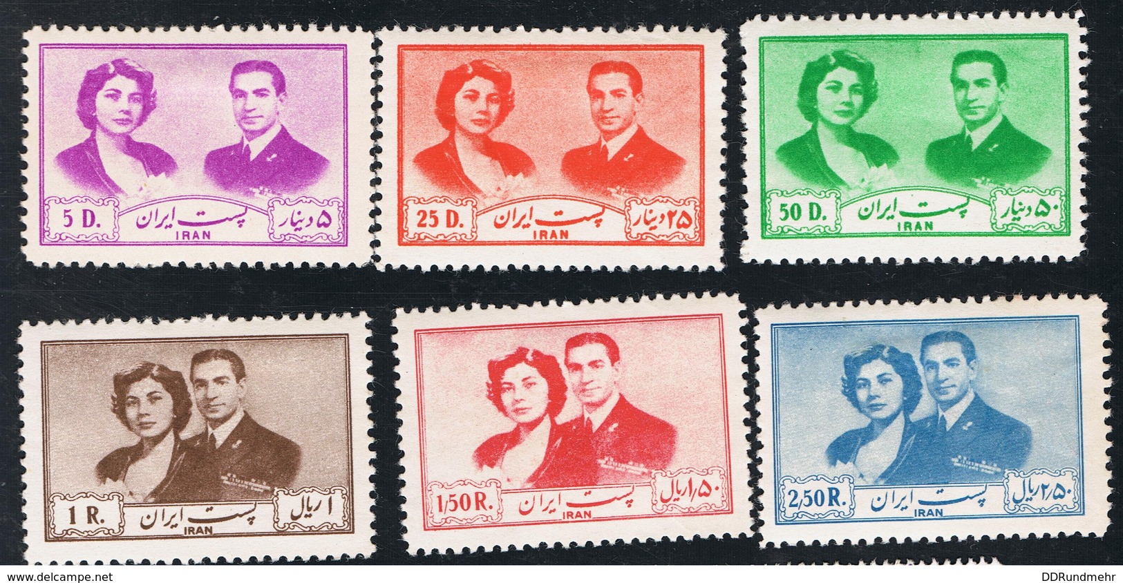 1951 Königspaar Michel 840 - 845 Mit Gummierung Und Falz (x) - Iran