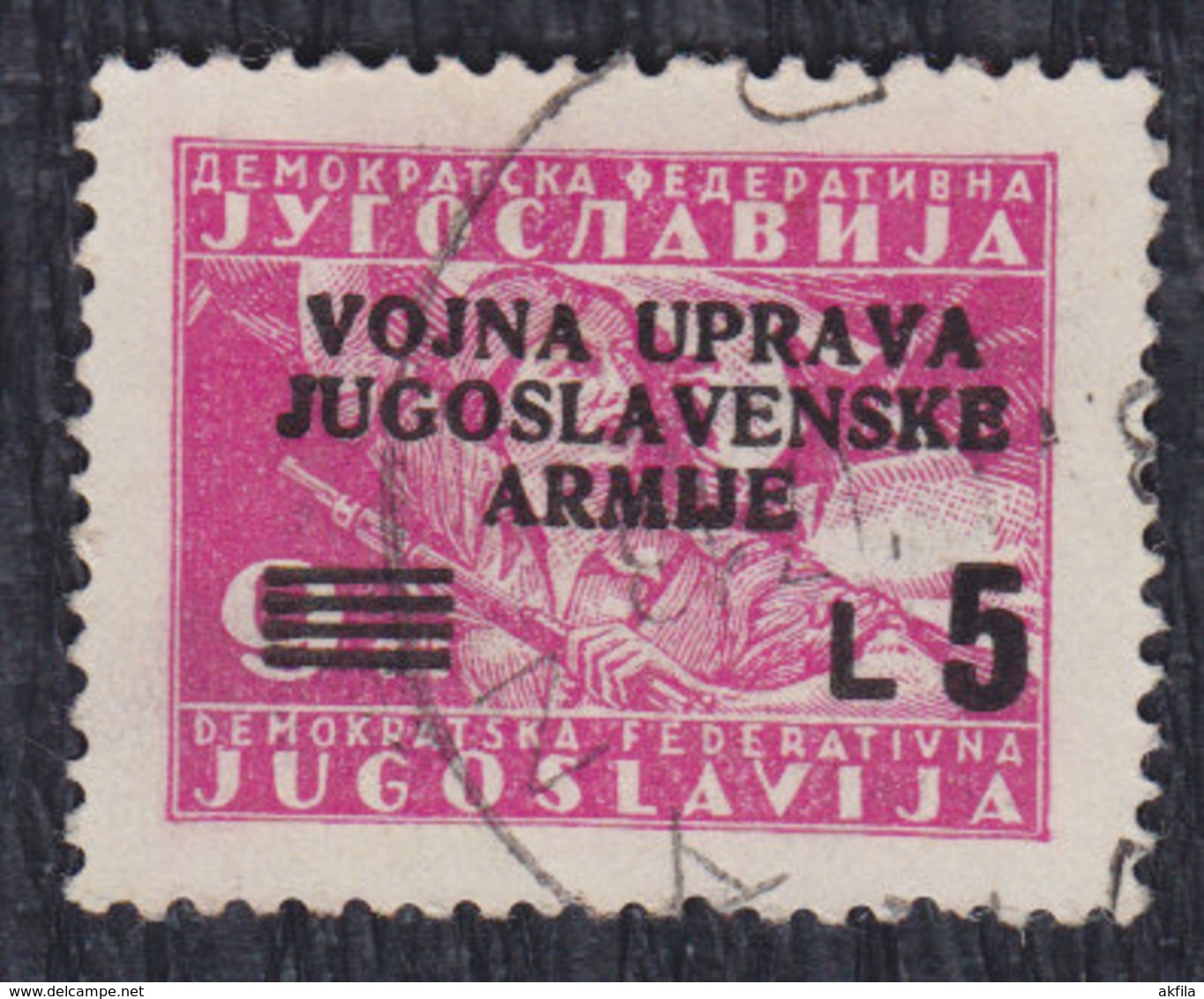 Yugoslavia Italy Trieste Zone B 1947 Definitive, Error - Color Breakthrough, Used (o) Michel 59 - Gebraucht