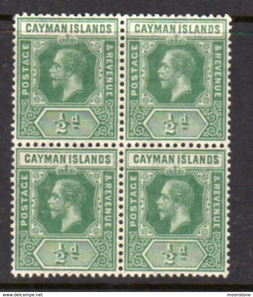 Cayman Islands GV 1912-20 ½d Green Block Of 4, Wmk. Multiple Crown CA, Hinged Mint/MNH, SG 41 (WI2) - Cayman Islands