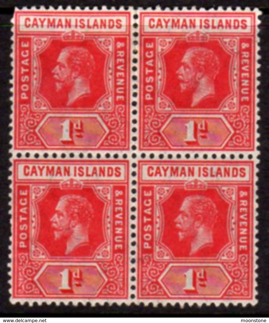 Cayman Islands GV 1912-20 1d Red Block Of 4, Wmk. Multiple Crown CA, Hinged Mint/MNH, SG 42 - Cayman Islands