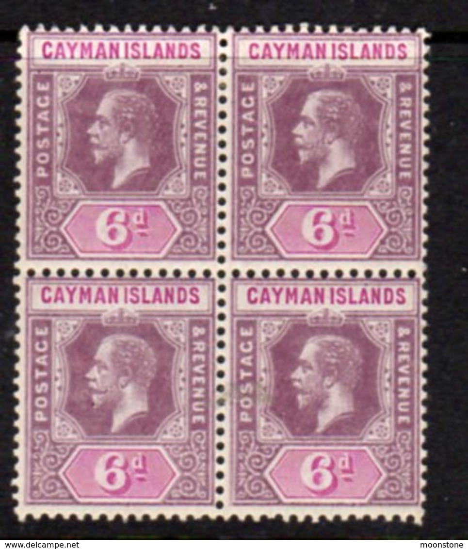 Cayman Islands GV 1912-20 6d Dull & Bright Purple Block Of 4, Wmk. Multiple Crown CA, Hinged Mint/MNH, SG 47 (WI2) - Cayman Islands