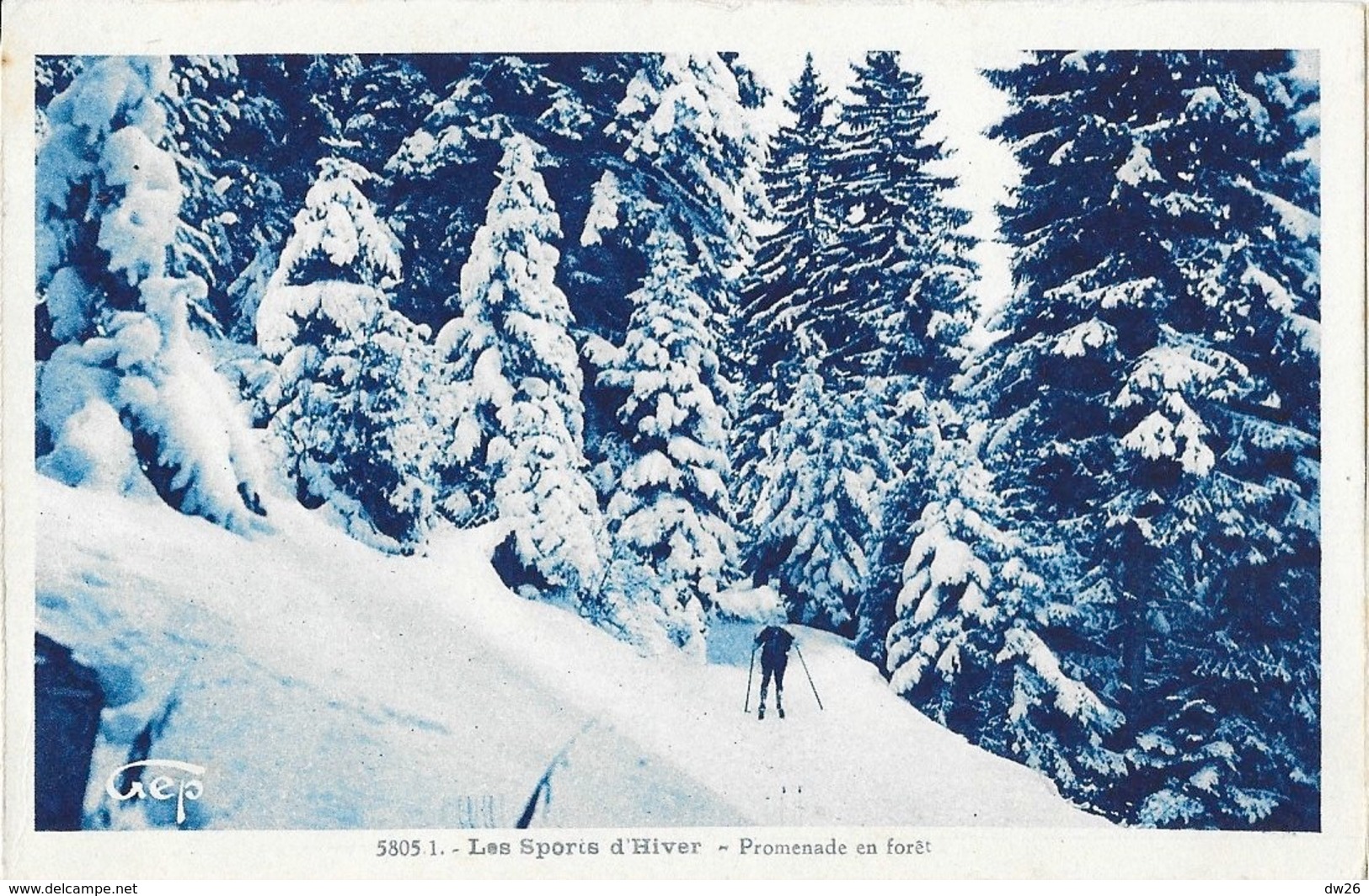 Les Sports D'Hiver - Ski De Randonnée: Promenade En Forêt - Carte GEP Cyan N° 5805.1 - Wintersport