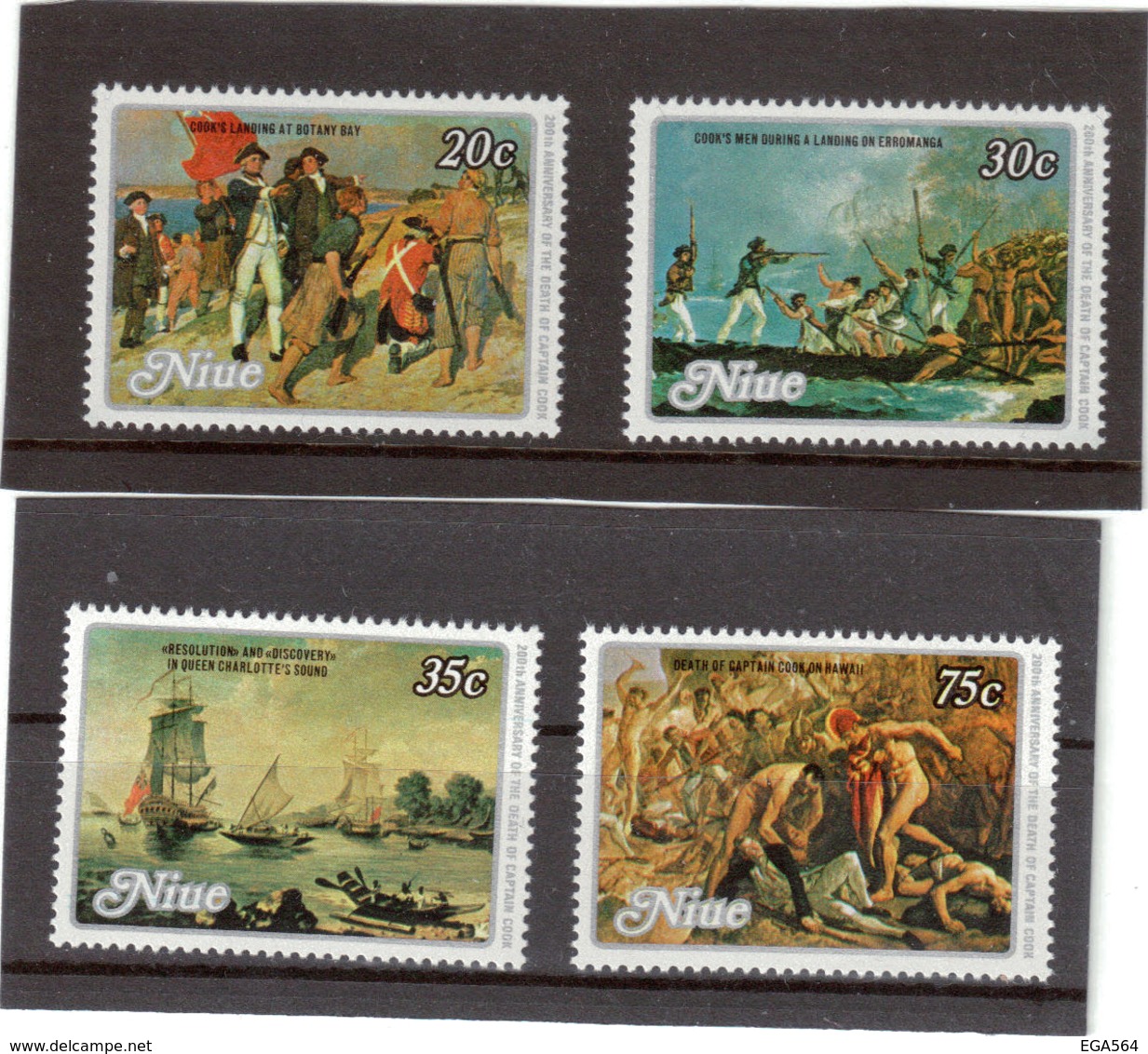 CV10 - NIUE - 242/245 ** MNH De 1979 - James COOK à Botany Bay / Erromanga / Résolution Et Discovery - Mort De COOK. - Niue