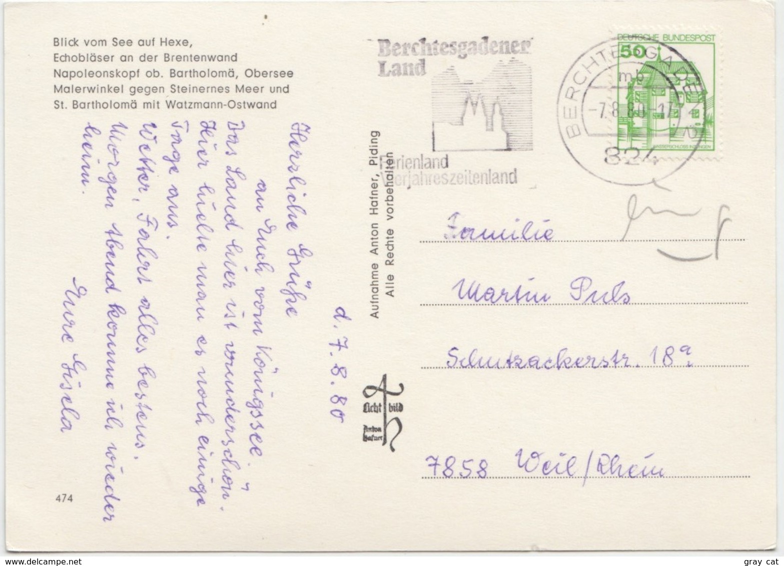 Ferienglücke Vom Königssee, 1980 Used Postcard [21997] - Other & Unclassified