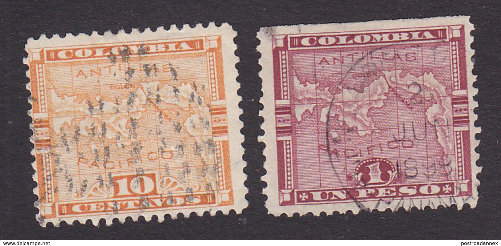 Panama, Scott #18, 21, Used, Map, Issued 1892 - Panama