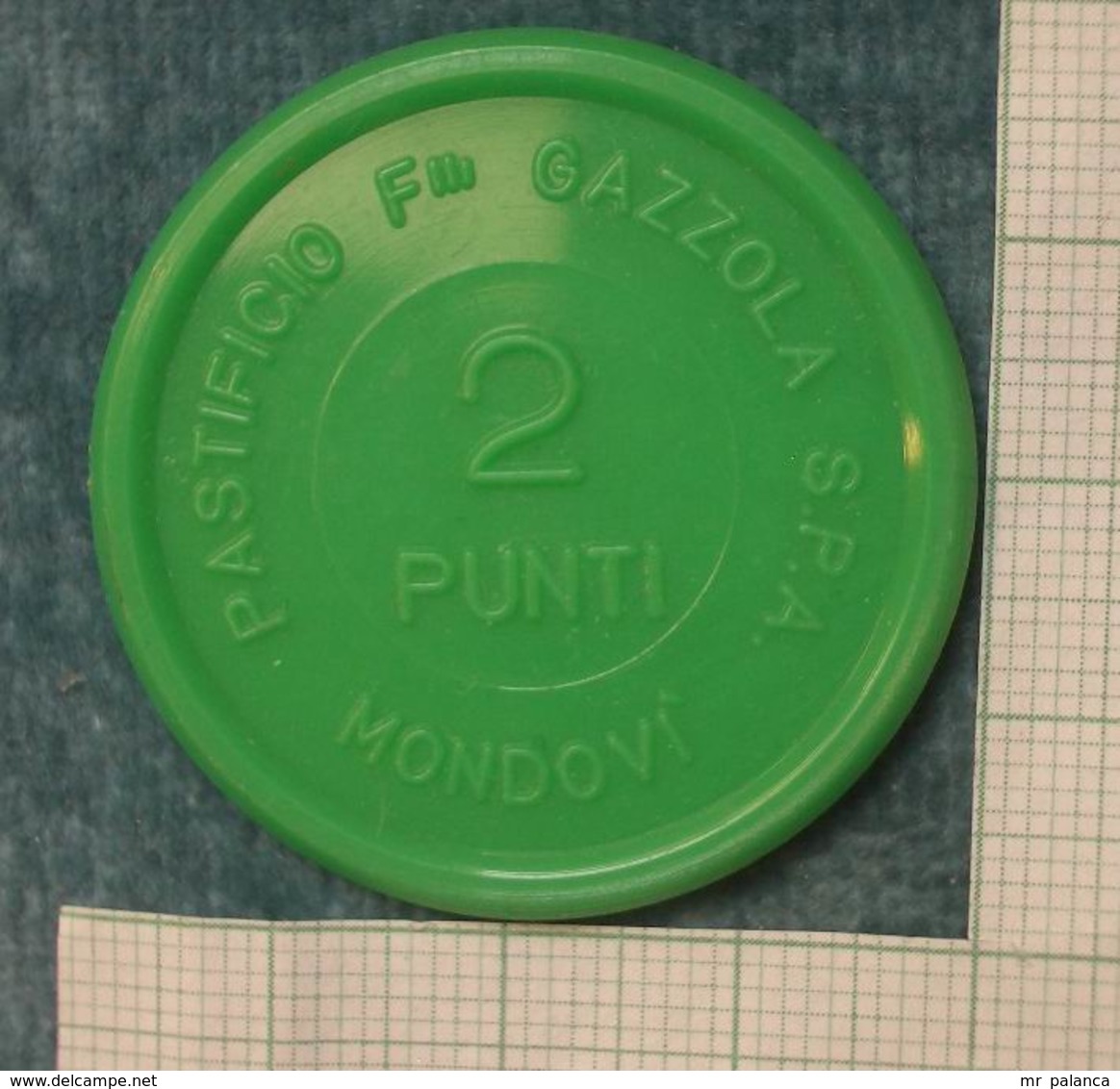 M_p> Gettone " PASTIFICIO F.LLI GAZZOLA S.P.A. MONDOVI' ( CN )  2 PUNTI " In Plastica Verde - Monedas/ De Necesidad