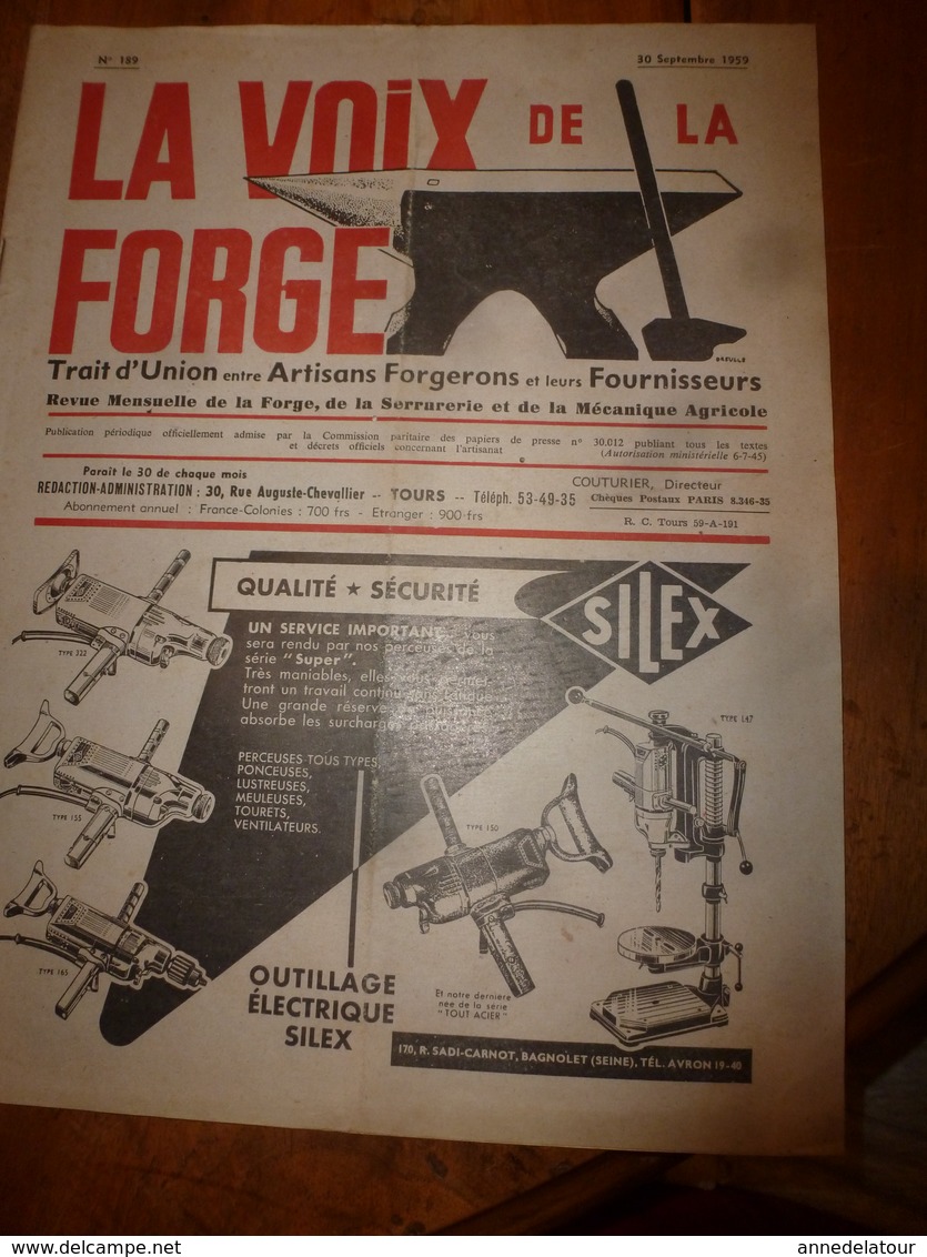 1959 LA VOIX DE LA FORGE---> Soudure A L'arc Des Aciers Inox Et Réfractaires Avec électrodes Fusibles;etc - Bricolage / Technique