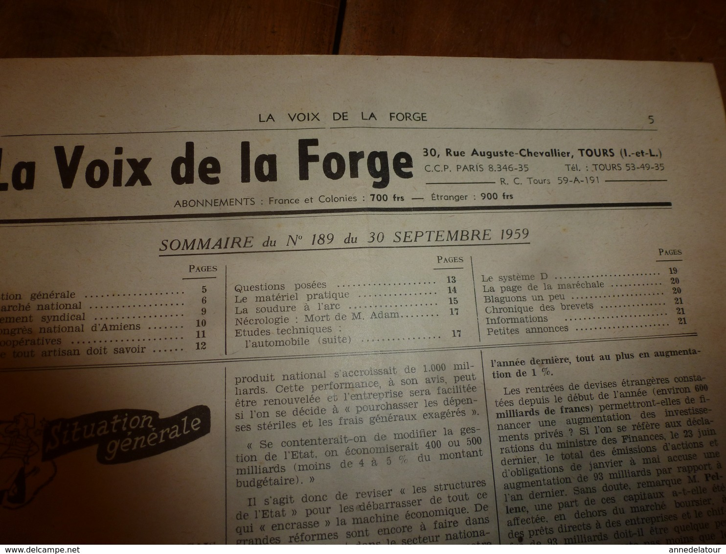 1959 LA VOIX DE LA FORGE---> Soudure A L'arc Des Aciers Inox Et Réfractaires Avec électrodes Fusibles;etc - Bricolage / Technique