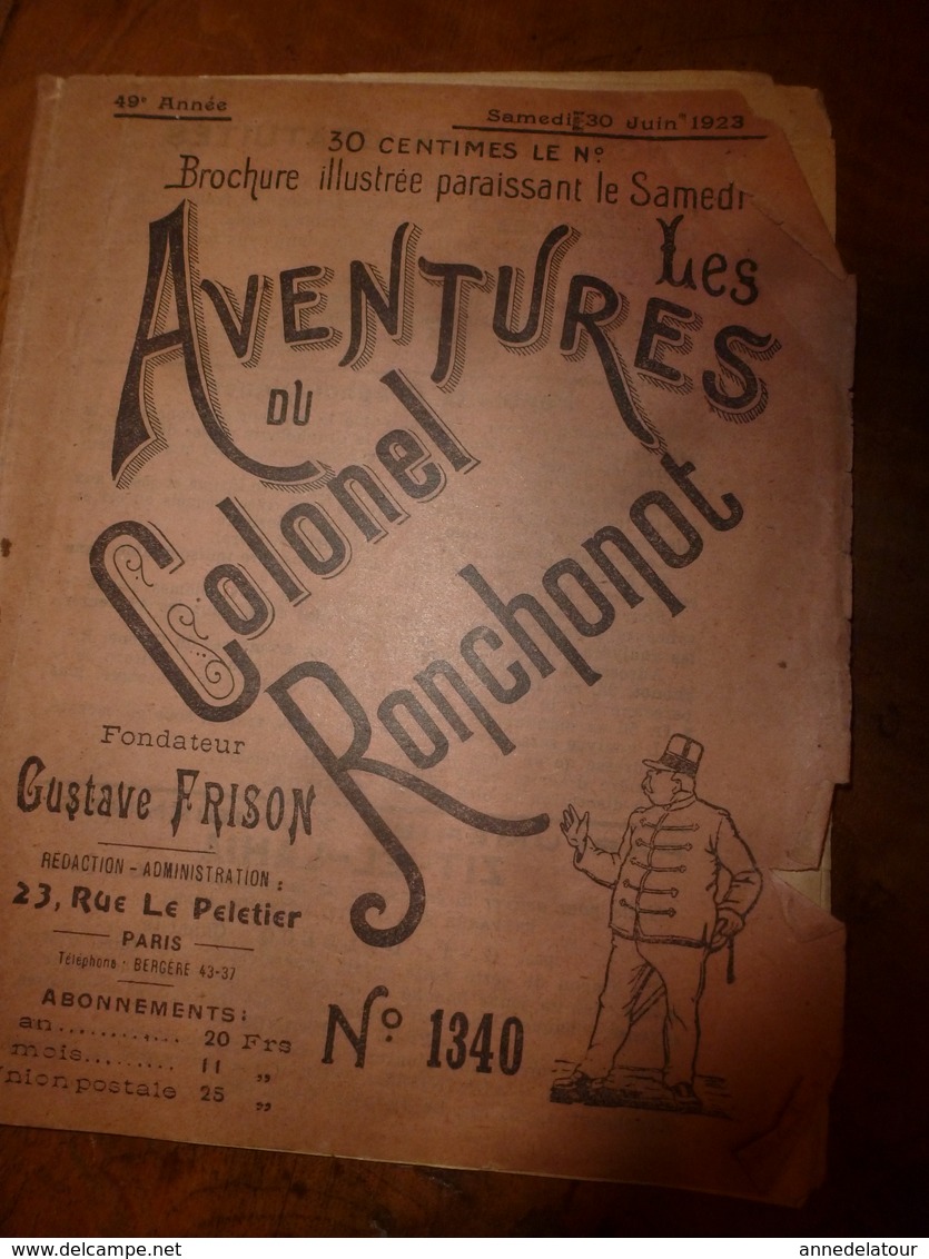 1923 LES AVENTURES DU COLONEL RONCHONOT ---> Les 12 Tonneaux De Pinard; Etc - Andere & Zonder Classificatie