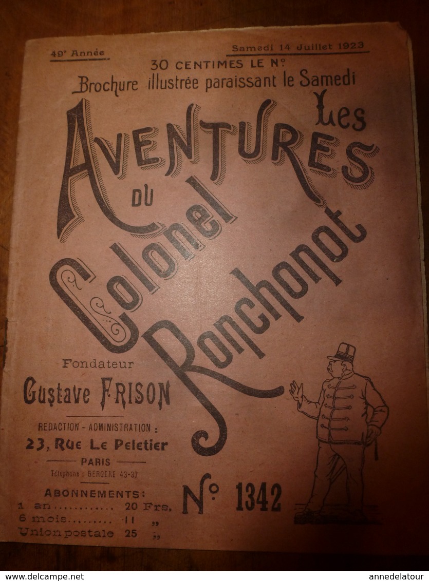 1923 LES AVENTURES DU COLONEL RONCHONOT ---> La Double Méprise Avec La Sidonie..... - Sonstige & Ohne Zuordnung